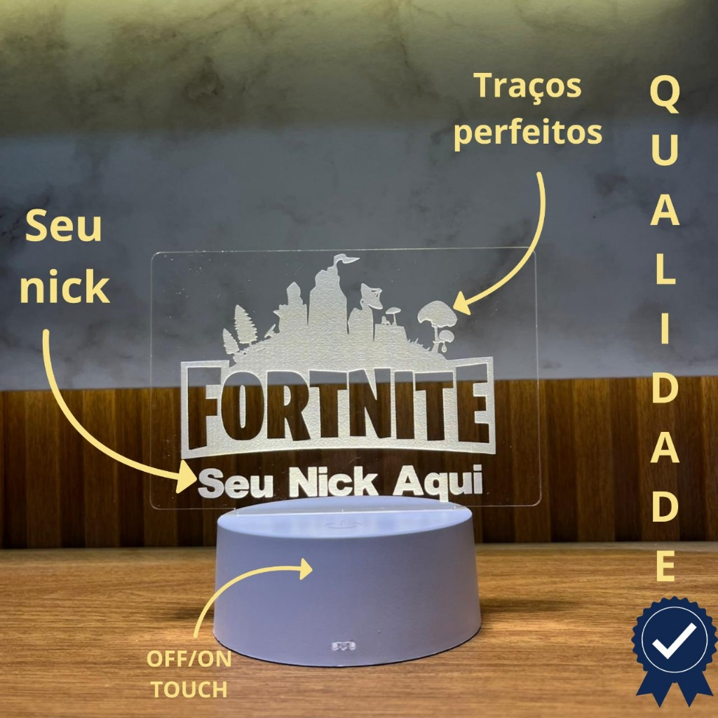 🔥 LUMINÁRIA LED FORTNITE COM SEU NICK PERSONALIZADO! 🔥