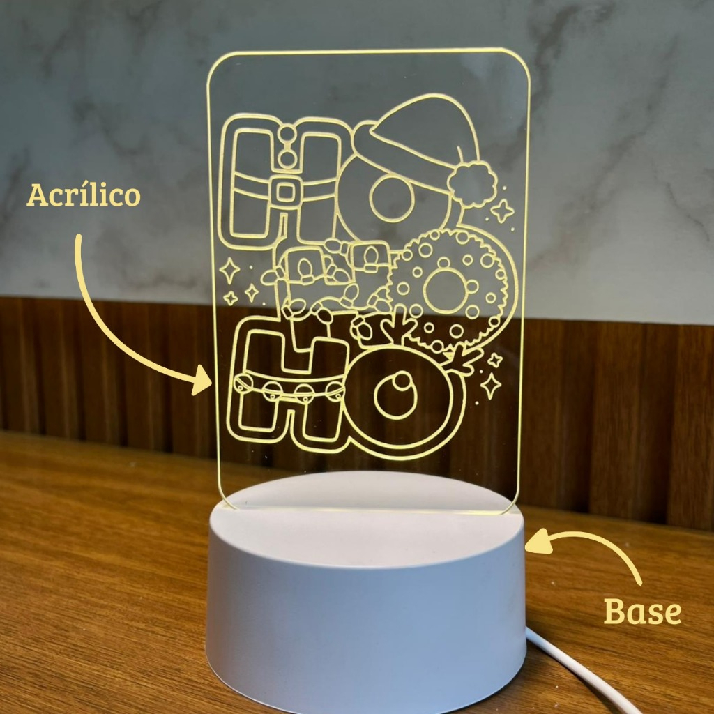 🎄 Luminária Natalina Ho Ho Ho – Decoração de Natal LED USB