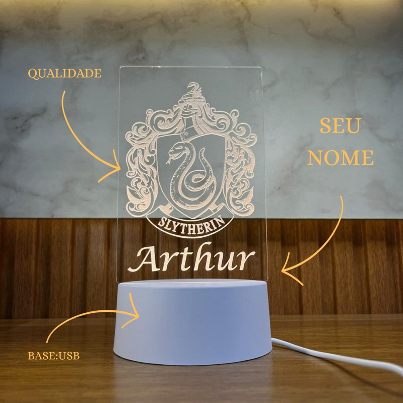 Abajur LED Harry Potter  Gravação Laser Alta Precisão em Acr