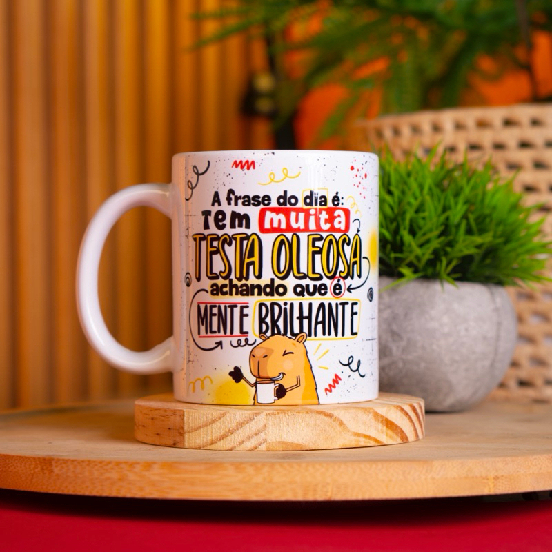 Caneca Capivara 325ml – Frases Divertidas, Porcelana Premium
