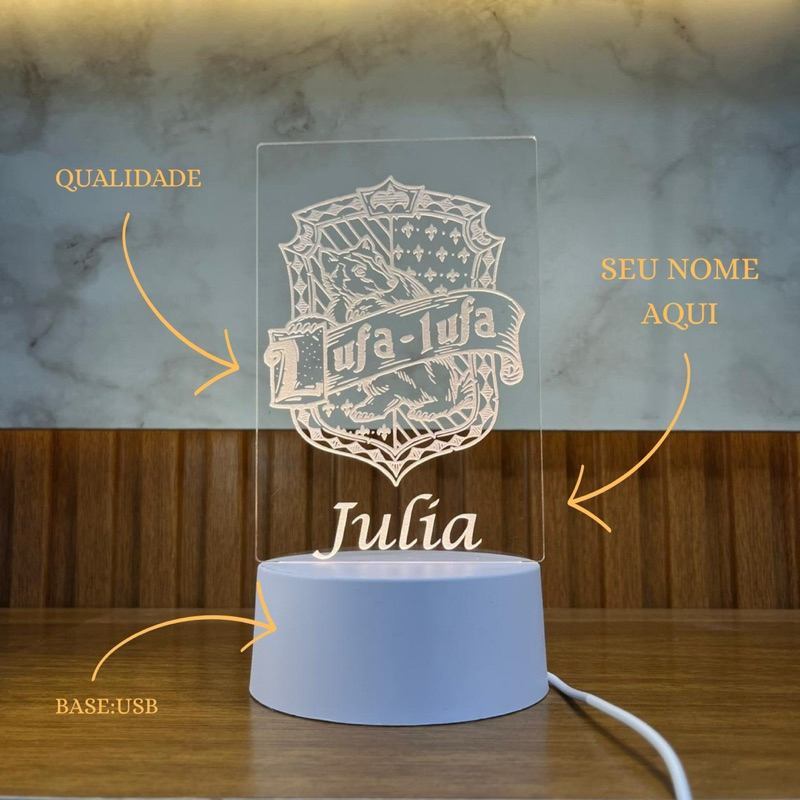 Luminária Harry Potter Grifinória Personalizada com Nome - A