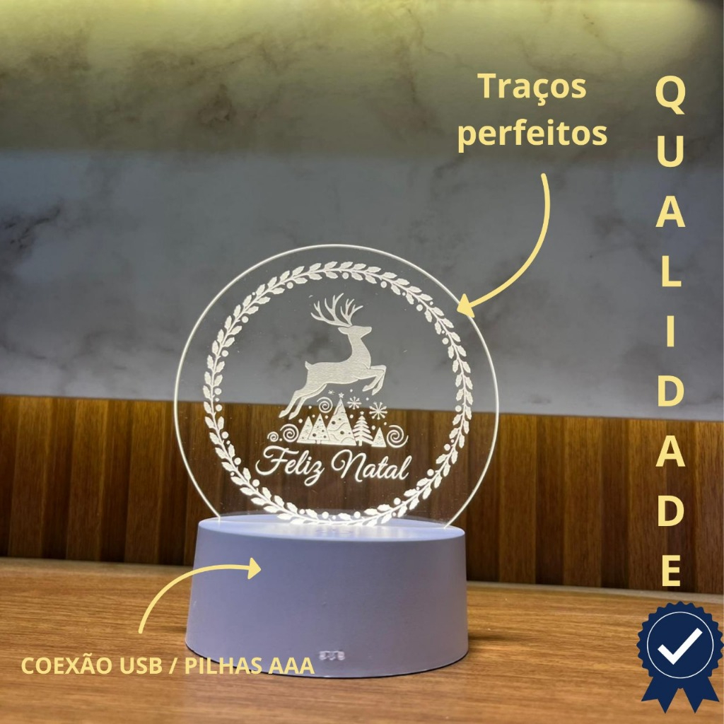 Luminária LED Natalina Feliz Natal | Decoração de Natal Cria