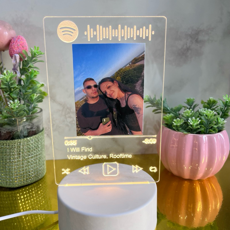 🎵 Luminária Spotify Personalizada com Sua Foto e Música – L