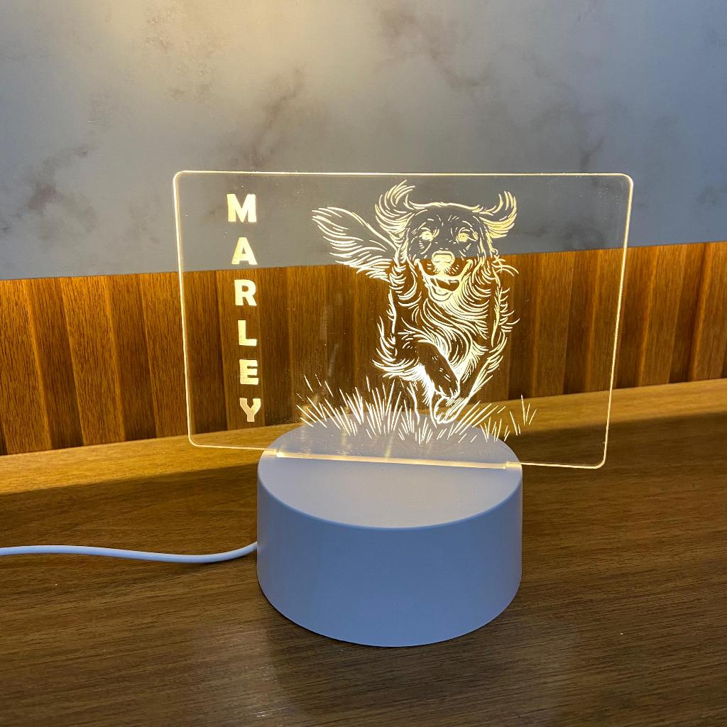 Luminária Personalizada com Seu Pet – Foto e Nome Gravados