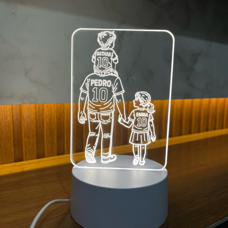 Placa  decorativa Personalizada Pai com 2 filhos  com Nome e